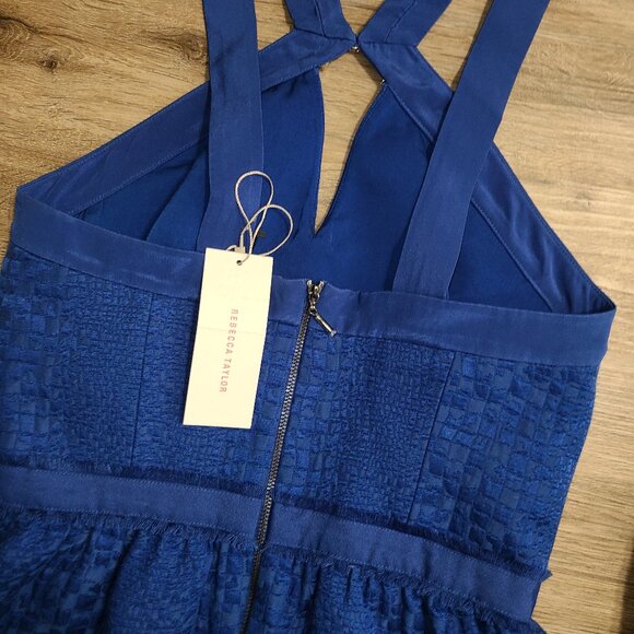 NWT Rebecca Taylor size 4 Fit & Flare halter Beaded Dress sleeveless Jacquard - Picture 4 of 7